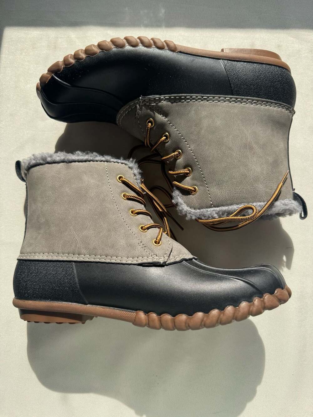 Henry Ferrera Faux Fur Lined Duck Boots Gray Winter Snow Boots Women’s Sz 8